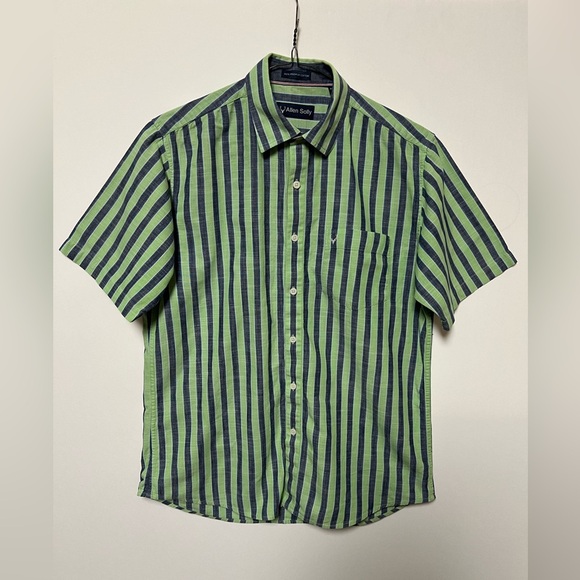 ALLEN SOLLY GREEN AND BLUE SIZE 40 STRIPPED SHIRT. 100% PREMIUM COTTON - Picture 1 of 7